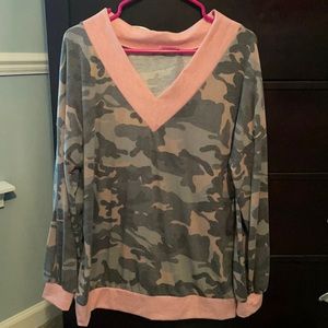 Pink lily camo T-shirt